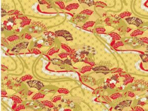 Japanese Chiyogami – Golden Fan Wave Gold Overlay