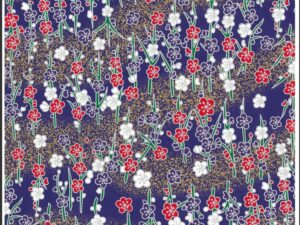 Japanese Chiyogami – Nocturnal Bloomed Fields Gold Overlay