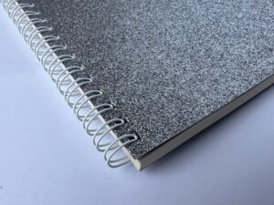 A5 Notebook – Ivory Paper, Silver Glitter Cover