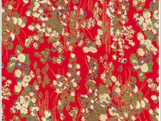 Japanese Chiyogami - Red Blossom Drag Gold Overlay