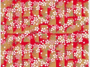 Japanese Chiyogami – Tiled Red Blossom Gold Overlay