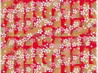 Japanese Chiyogami - Tiled Red Blossom Gold Overlay