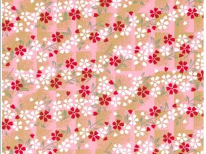 Japanese Chiyogami – Tiled Pink Blossom Gold Overlay