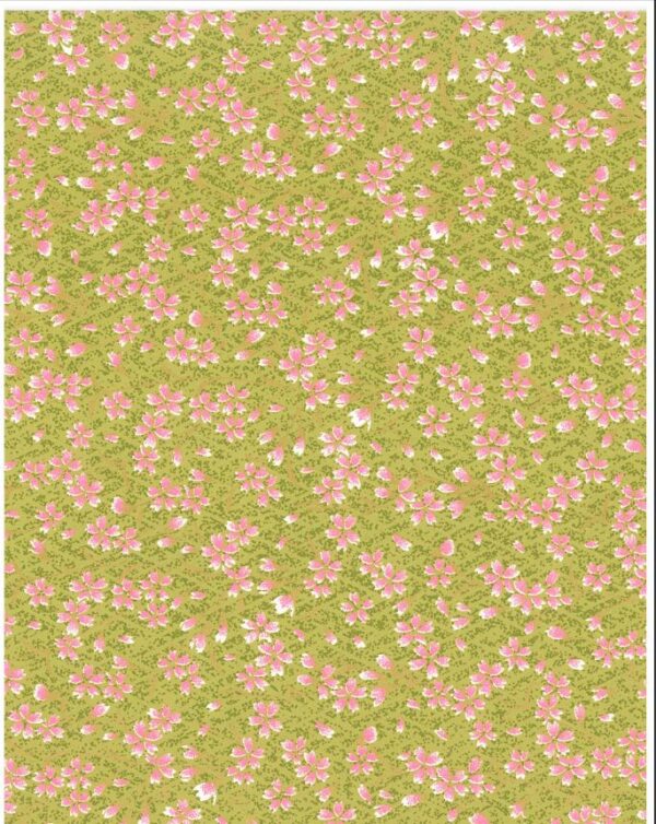Japanese Chiyogami - Tiled Pink Petals Gold Overlay